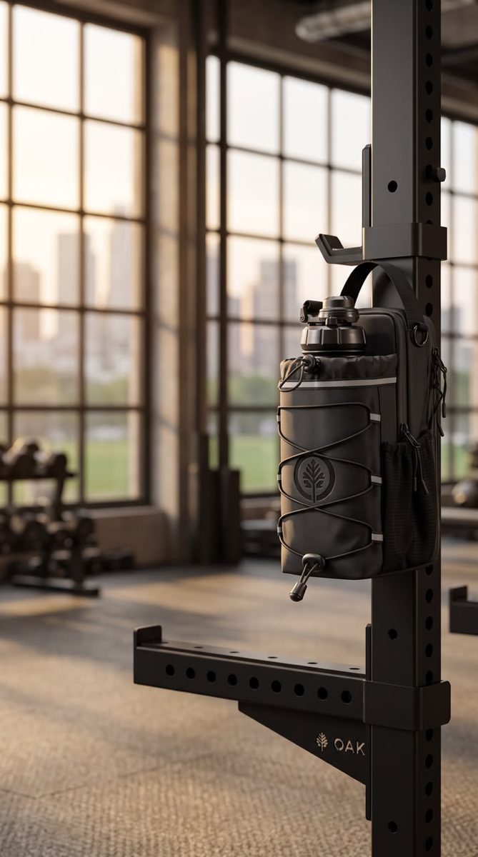 Magnetic gym pouch on a rack